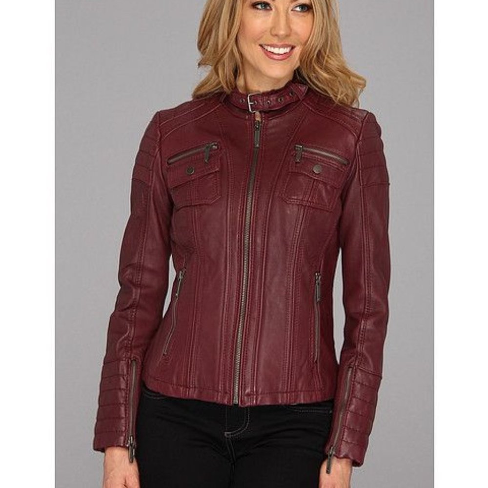 Michael Michael Kors Quilted Zip Leather Jacket